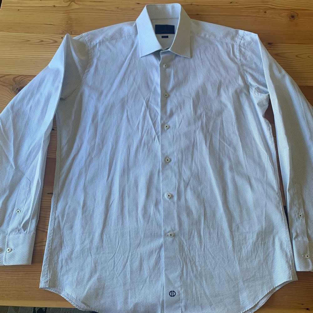 David Donahue pin dot dress shirt
